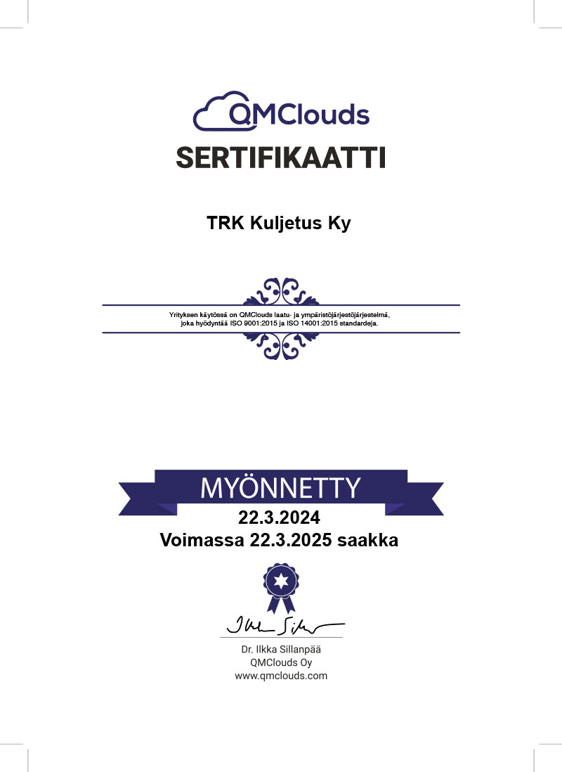 Sertifikaatti-TRK-Kuljetus
